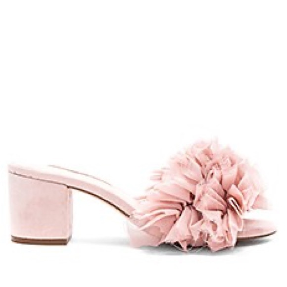 Avec Les Fillies Maya Pink Chiffon Slide Block Heel. Size 8. - Picture 2 of 13